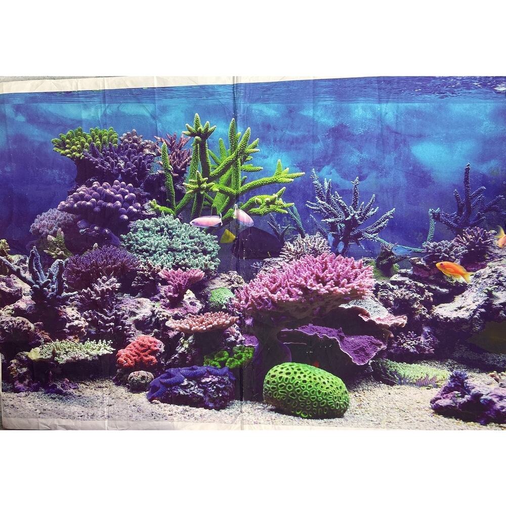 Underwater Coral Reef Full Color Realistic Aquarium Fish Tank Vinyl Backdrop